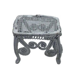 Vintage White Wire Wicker Table For Miniature Dollhouse Porch Miniature READ